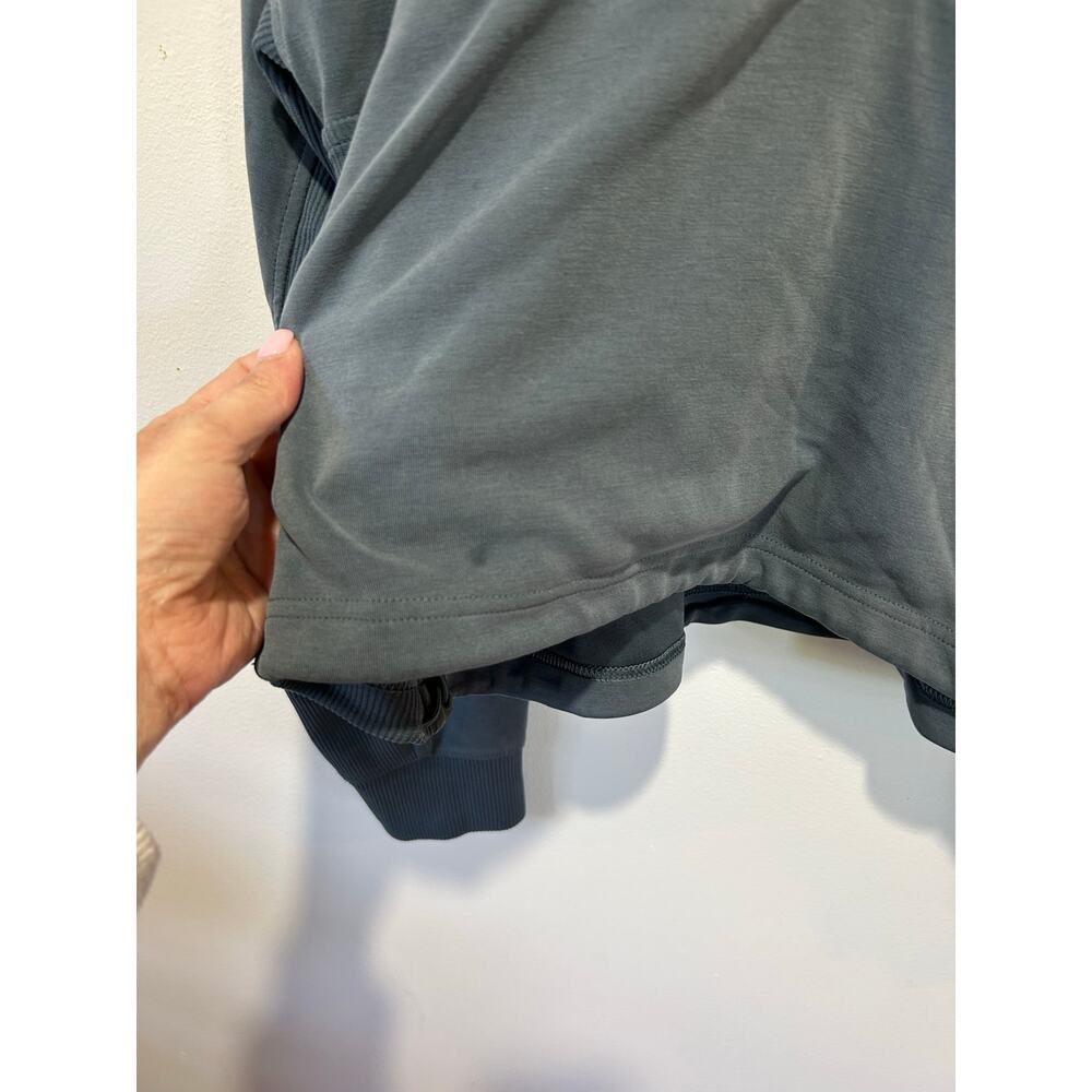 Athleta blue quarter zip sweatshirt womens M pockets super soft *small stain* - Picture 5 of 10